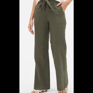 GAP TIE-BELT WIDE LEG PANTS IN LINEN